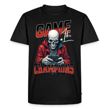 Game Like Champions With Skull and Controller - Men's Premium Organic T-Shirt - black - Front - Nico (187cm)