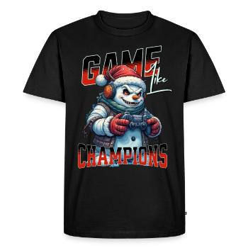Game Like Champions With Skull and Controller - Men's Premium Organic T-Shirt - black - Front - Nico (187cm)