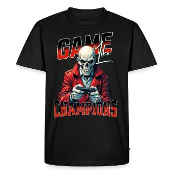 Game Like Champions With Skull and Controller - Men's Premium Organic T-Shirt - black - Front - Nico (187cm)
