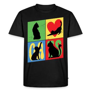 Chat Chaton Chat Silhouette Coeur Art Coloré - T-shirt Premium bio Homme - noir - Devant - Nico (187cm)