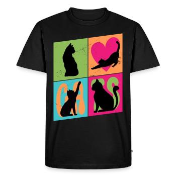 Chat Chaton Chat Silhouette Coeur Art Coloré - T-shirt Premium bio Homme - noir - Devant - Nico (187cm)