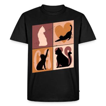 Chat Chaton Chat Silhouette Coeur Art Coloré - T-shirt Premium bio Homme - noir - Devant - Nico (187cm)