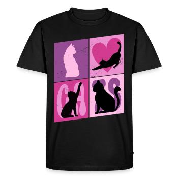 Chat Chaton Chat Silhouette Coeur Art Coloré - T-shirt Premium bio Homme - noir - Devant - Nico (187cm)