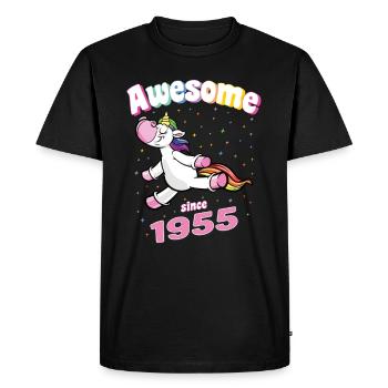 1955 Birthday Unicorn Awesome since - Men's Premium Organic T-Shirt - black - Front - Nico (187cm)