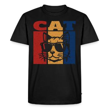 The Cool Cat Wearing Sunglasses Retro Design - Men's Premium Organic T-Shirt - black - Front - Nico (187cm)