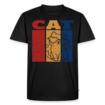 Chat de la Saint-Valentin avec des lunettes de soleil en forme de cœur - T-shirt Premium bio Homme - noir - Devant - Nico (187cm)