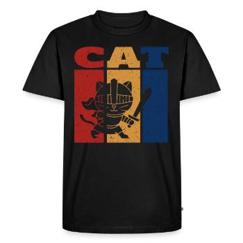 Chevalier Chat Design Rétro - T-shirt Premium bio Homme - noir - Devant - Nico (187cm)