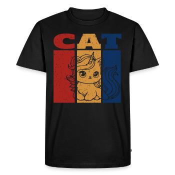 Licorne chat design rétro - T-shirt Premium bio Homme - noir - Devant - Nico (187cm)