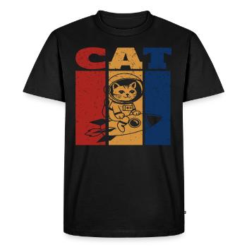 Chat astronaute design rétro - T-shirt Premium bio Homme - noir - Devant - Nico (187cm)