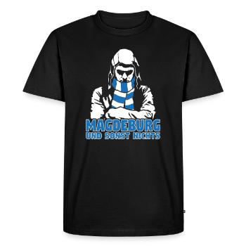 Magdeburg und sonst nichts - Männer Premium Bio T-Shirt - Schwarz - Vorne - Nico (187cm)