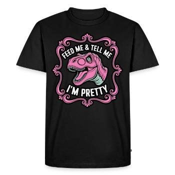 Nourrissez-moi et dites-moi que je suis jolie – Dino Fun Design - T-shirt Premium bio Homme - noir - Devant - Nico (187cm)