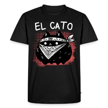 El Cato Bandana Cat – Charme criminel mignon - T-shirt Premium bio Homme - noir - Devant - Nico (187cm)