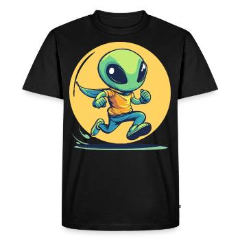 Courir extraterrestre dans le style d’une bande dessinée - T-shirt Premium bio Homme - noir - Devant - Nico (187cm)