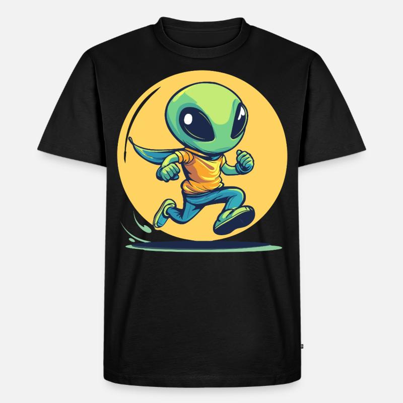Laufender Alien im Comic-Stil - Männer Premium Bio T-Shirt - Schwarz