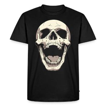 Crâne hurlant avec la langue – Art sombre - T-shirt Premium bio Homme - noir - Devant - Nico (187cm)