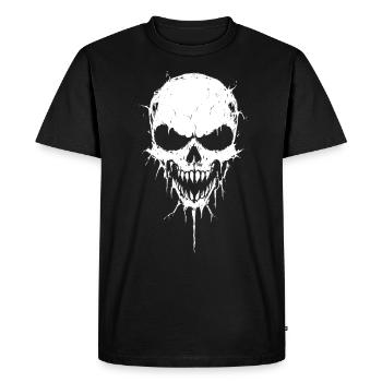 Crâne fondant avec une grimace souriante - T-shirt Premium bio Homme - noir - Devant - Nico (187cm)