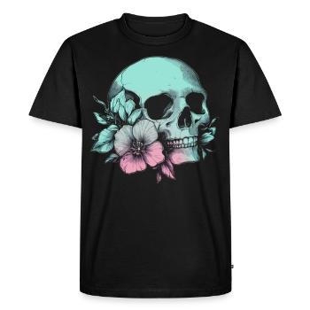 Crâne pastel avec fleur et style - T-shirt Premium bio Homme - noir - Devant - Nico (187cm)