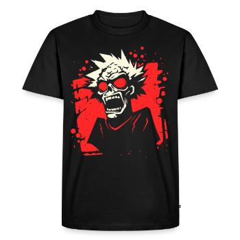 Style de bande dessinée zombie hurlant avec des yeux rouges - T-shirt Premium bio Homme - noir - Devant - Nico (187cm)