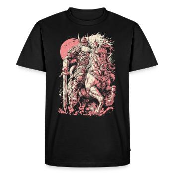 Guerrier viking sur cheval blanc à la pleine lune - T-shirt Premium bio Homme - noir - Devant - Nico (187cm)