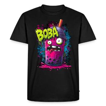Boba Tea Monster in colorful graffiti street style - Men's Premium Organic T-Shirt - black - Front - Nico (187cm)