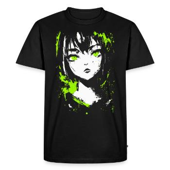 Grunge Anime Girl – Neon Look for Dark Aesthetic - Men's Premium Organic T-Shirt - black - Front - Nico (187cm)