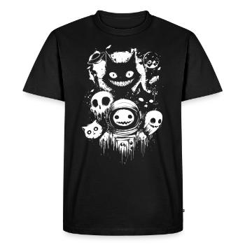 Horreur spatiale effrayante – Astronaute et chats du Cheshire - T-shirt Premium bio Homme - noir - Devant - Nico (187cm)
