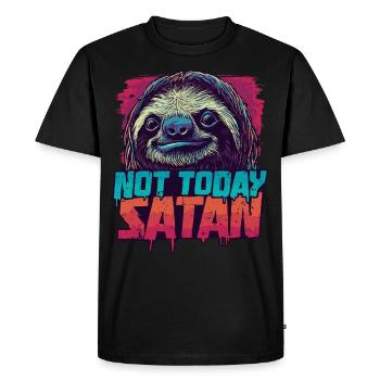 Pas aujourd’hui Satan Sloth – Drôle de dicton - T-shirt Premium bio Homme - noir - Devant - Nico (187cm)