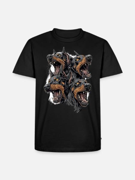 Cerberus Angry Dobermans – Aggressive Dogs - Men's Premium Organic T-Shirt - black