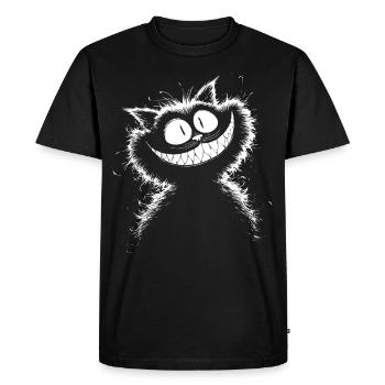 Chat du Cheshire noir et blanc – foncé, duveteux, sauvage - T-shirt Premium bio Homme - noir - Devant - Nico (187cm)