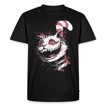 Psycho Cat Design - Look de chat Crazy Cheshire - T-shirt Premium bio Homme - noir - Devant - Nico (187cm)