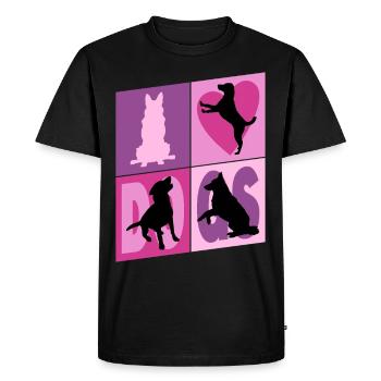 Chiens J’Aime Chiens Silhouettes Doggy Vintage - T-shirt Premium bio Homme - noir - Devant - Nico (187cm)