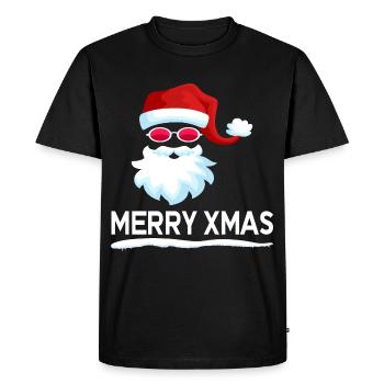 Nicolas disant la joie de Noël - T-shirt Premium bio Homme - noir - Devant - Nico (187cm)
