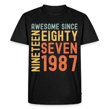 Awesome since 1987 Birthday Gift Year - Men's Premium Organic T-Shirt - black - Front - Nico (187cm)