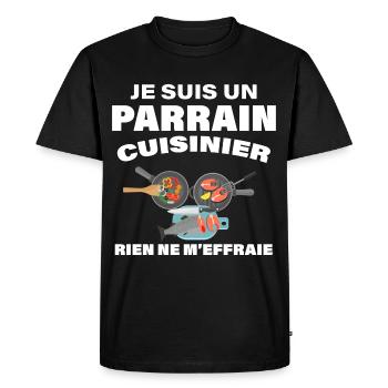 Je suis un parrain cuisinier - T-shirt Premium bio Homme - noir - Devant - Nico (187cm)