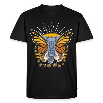 Elephant with butterfly ears Elephant lover - Men's Premium Organic T-Shirt - black - Front - Nico (187cm)