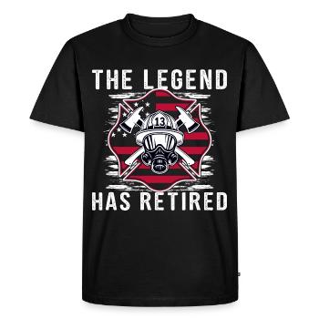 Un pompier prend sa retraite, un pompier retraité - T-shirt Premium bio Homme - noir - Devant - Nico (187cm)