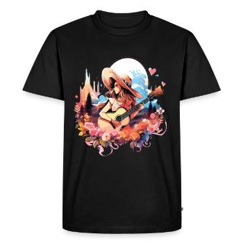 Guitare Fille Musique Pays Western USA Vintage - T-shirt Premium bio Homme - noir - Devant - Nico (187cm)