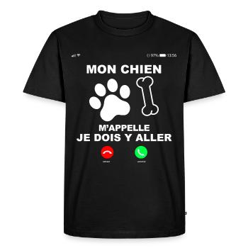 Empreinte de Chien Cadeau Citation Humour - T-shirt Premium bio Homme - noir - Devant - Nico (187cm)