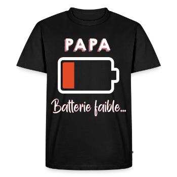 Papa Batterie Faible Pour Homme Epuisé - T-shirt Premium bio Homme - noir - Devant - Nico (187cm)