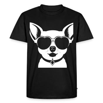 Funny Chihuahua wearing Sunglasses Chihuahuas - Men's Premium Organic T-Shirt - black - Front - Nico (187cm)
