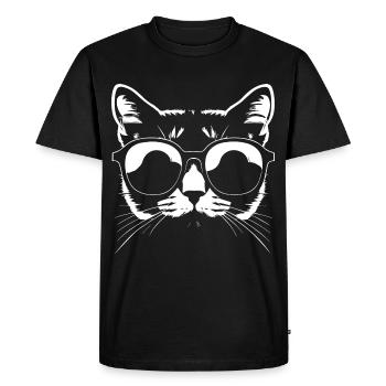 Funny Cat with Sunglasses Kitten Sunglas Cats - Men's Premium Organic T-Shirt - black - Front - Nico (187cm)