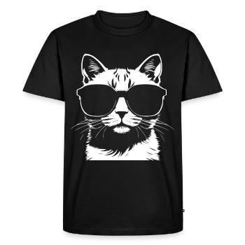 Funny Cat with Sunglasses Kitten Sunglas Cats - Men's Premium Organic T-Shirt - black - Front - Nico (187cm)