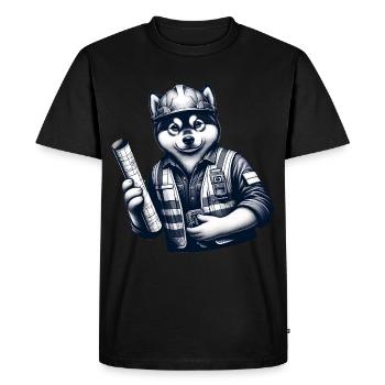 Cute Dog Construction Worker - Men's Premium Organic T-Shirt - black - Front - Nico (187cm)