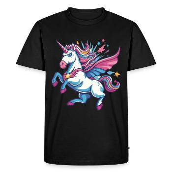 Licorne super-héros superpouvoirs bande dessinée surnaturelle - T-shirt Premium bio Homme - noir - Devant - Nico (187cm)