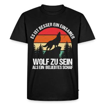 Mieux vaut un loup solitaire qu’un mouton populaire - T-shirt Premium bio Homme - noir - Devant - Nico (187cm)