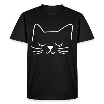 Chat Silhouette contour dessin Lineart Art - T-shirt Premium bio Homme - noir - Devant - Nico (187cm)