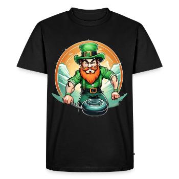 Curling Trèfle de la Saint-Patrick - T-shirt Premium bio Homme - noir - Devant - Nico (187cm)