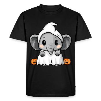 Elephant Halloween Comic Ghost - Men's Premium Organic T-Shirt - black - Front - Nico (187cm)
