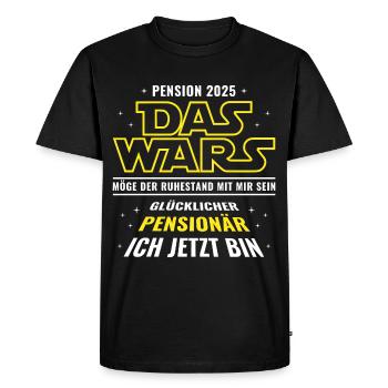 Pension 2025 Das wars - Glücklicher Pensionär - Männer Premium Bio T-Shirt - Schwarz - Vorne - Nico (187cm)