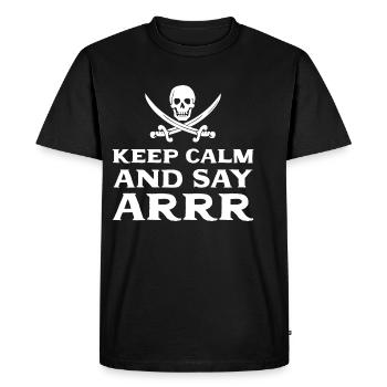 Say ARRR. Ship Captain Gift - Men's Premium Organic T-Shirt - black - Front - Nico (187cm)